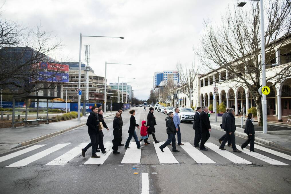 Business owners from the Melbourne building and vicinity who are upset at plans to close the London Circuit carpark for up to four years as part of the light rail construction.  Photo: Rohan Thomson