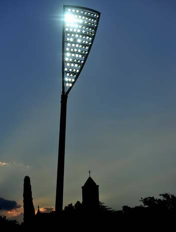 One of the new light towers at Manuka Oval. Photo: Melissa Adams