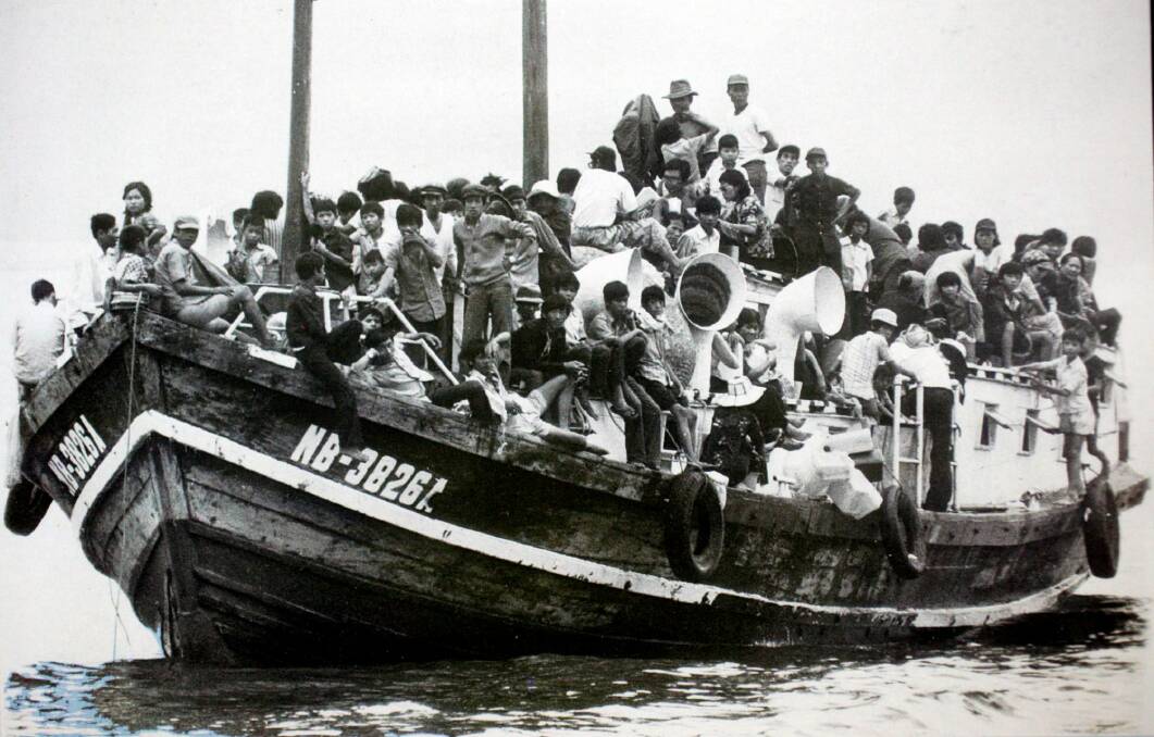 Vietnamese boat people arrive in Australia in the 1980s.
