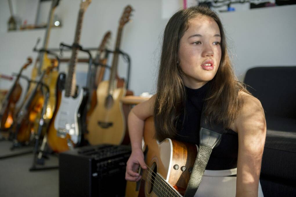 Lucy Sugerman, the 15-year-old singer and Australian National Busking Champion will launch her new acoustic EP at Smith's Alternative on Saturday.
 Photo: Jay Cronan