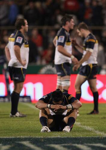 Christian Lealiifano of the Brumbies reflects after their loss during the round four Super Rugby match between the Chiefs and the Brumbies at Bay Park Stadium. Photo: Sandra Mu