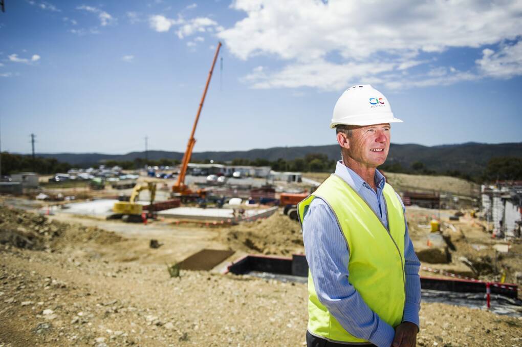 Stage 1 of the water and recycling plant underway at Googong, with senior project director Malcolm Leslie. Photo: Rohan Thomson