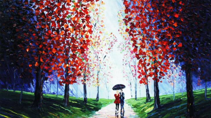 <strong>Short season for colourful exhibition: </strong> This painting <em>Autumn Stroll through Yarralumla, ACT, # 3</em> by Canberra artist Andrew Smith seems apt given our recent lovely rainy weather. He started painting in 2007 and has his first exhibition, Colour and Light, on now at the M16 Artspace in Griffith. But be quick, his exhibition finishes on Sunday. The studio is in Blaxland Crescent and you can catch the exhibition on Saturday and Sunday from noon to 5pm. Photo: Supplied