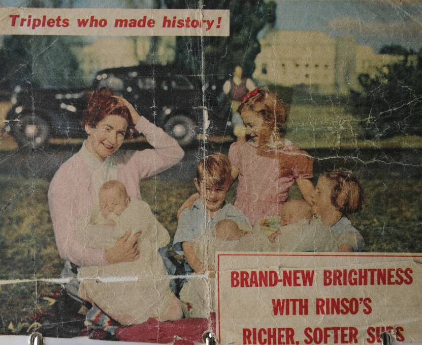 The family appeared in an ad for Rinso, even though Mrs French reckoned it was too harsh on nappies. Photo: Supplied