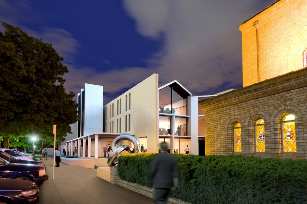 An artist's impression of the redevelopment of St Christopher's cathedral precinct in Manuka.