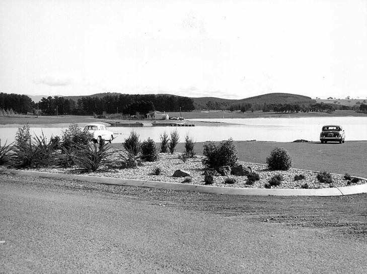 Lake Burley Griffin in 1964 when it was still being filled.