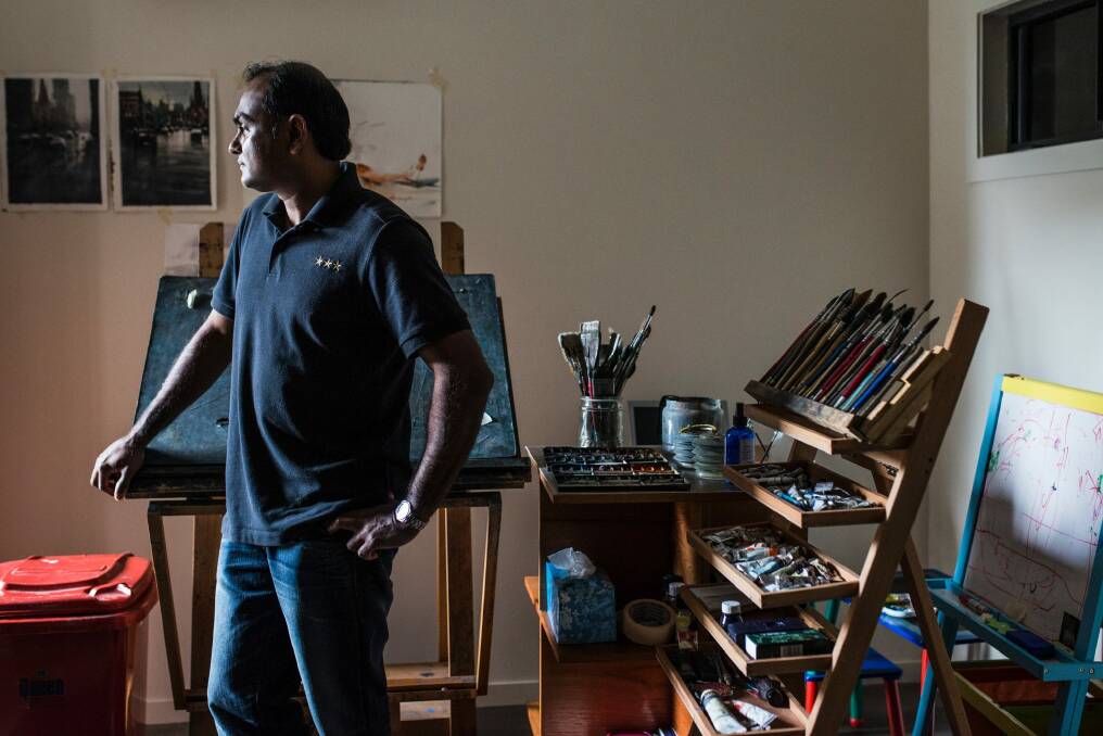 Watercolour artist, Chan Dissanayake at home in his studio in Bonner.

The Canberra Times Photo: Rohan Thomson