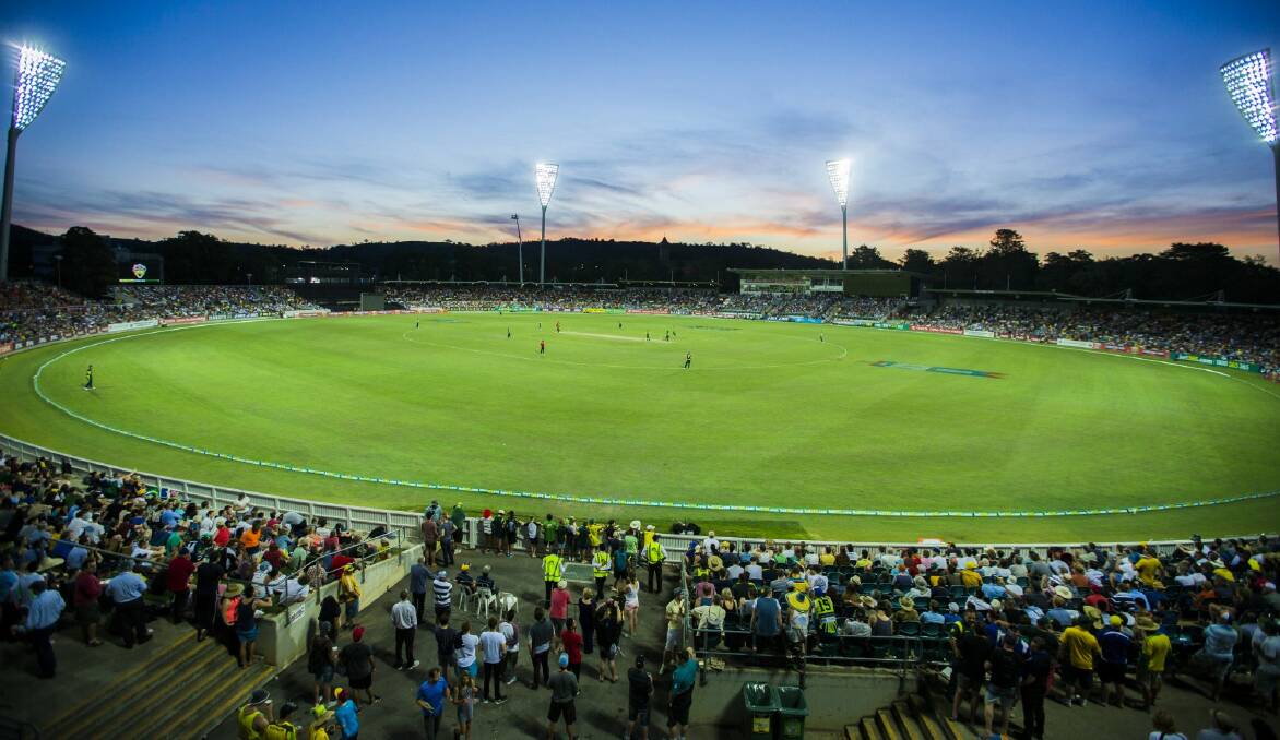 Manuka Oval would light up for a day-night Test next year. Photo: Matt Bedford