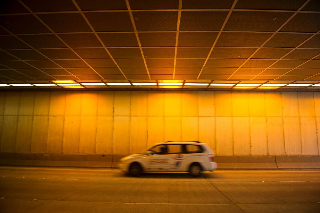 The westbound Acton Tunnel roof on Parkes Way has finally been fully repaired, two days after the anniversary of the crash. Photo: Jay Cronan