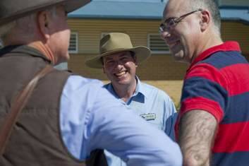 Liberal Eden-Monaro candidate Peter Hendy hands out pamphlets at Jerrabomberra School in NSW. Photo: Jay Cronan
