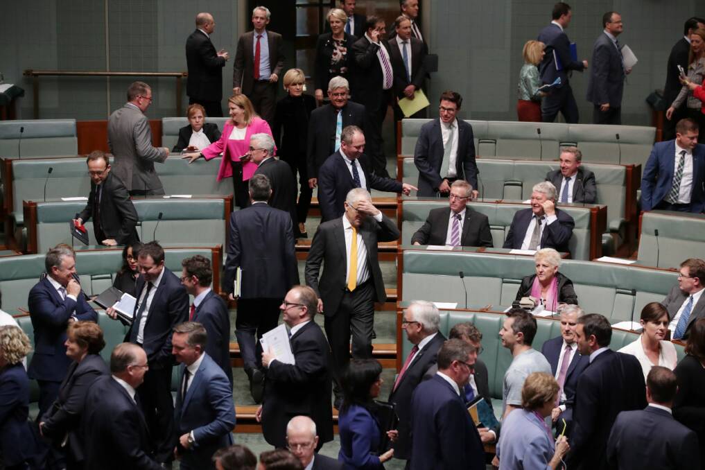 Prime Minister Malcolm Turnbull and Deputy Prime Minister Barnaby Joyce during question time on Tuesday.  Photo: Andrew Meares