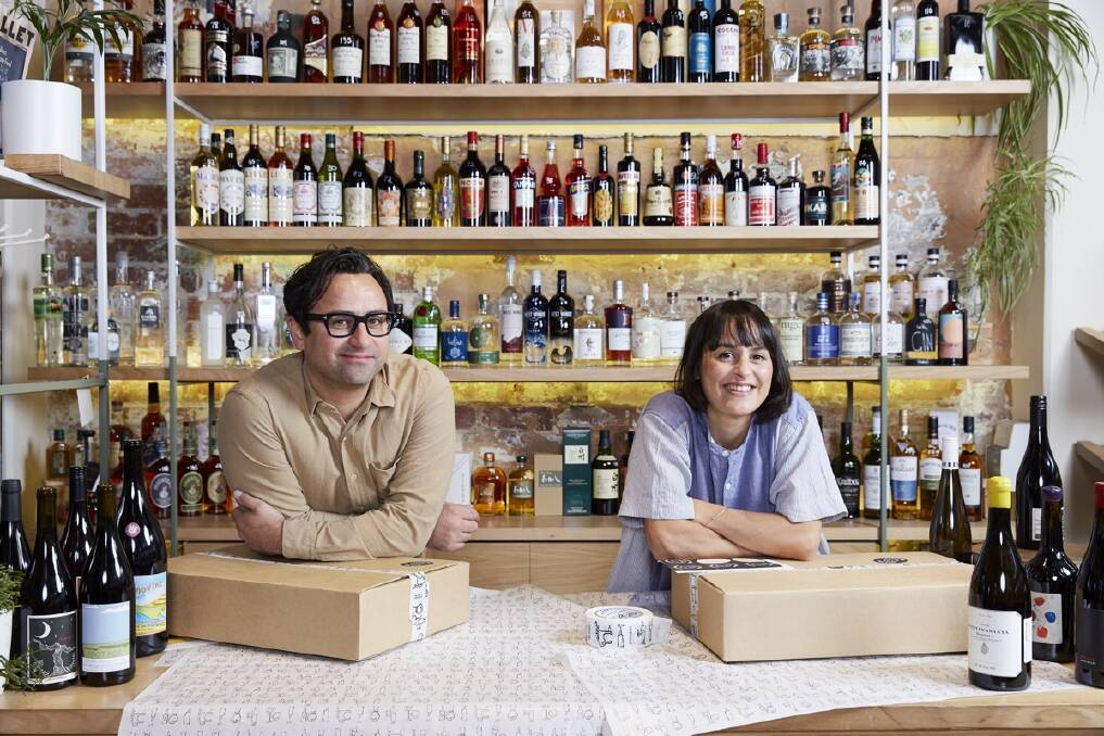 Owners siblings Paul and Jessica Ghaie at independent wine store Blackhearts & Sparrows. Photo: Supplied