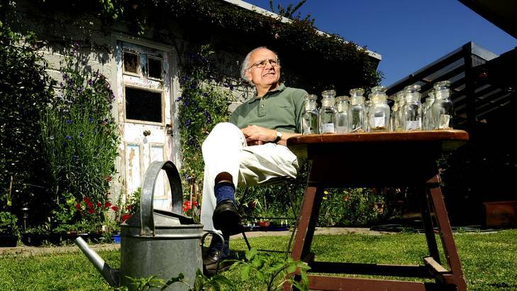 Expert ... Deakin's  Maurice Haddad has grown tomatoes for 40 years and has 18 varieties in his yard. Photo: Stuart Walmsley