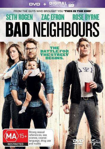 Mending fences: Seth Rogen and Zac Efron make some noise in Bad Neighbours. Photo: supplied
