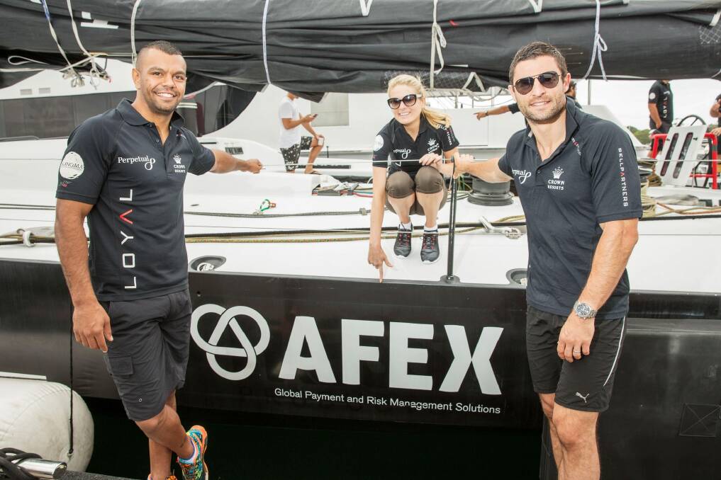 Kurtley Beale, Erin Molan and Anthony Minichiello will join the crew of the Perpetual Loyal during the 2015 Sydney to Hobart.  Photo: Rob Cox