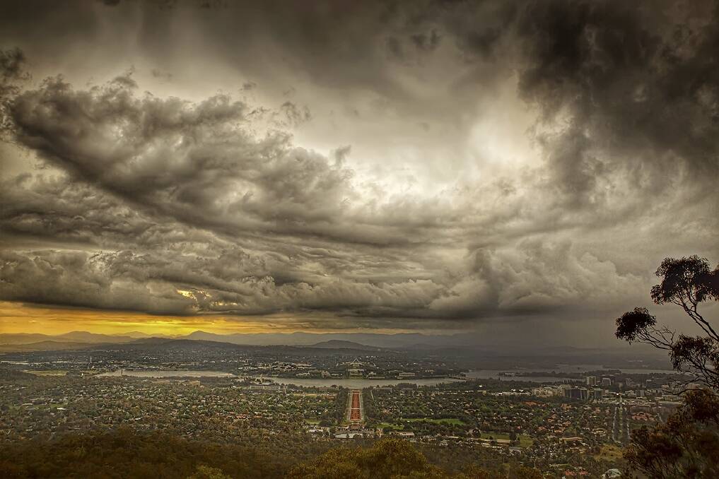 Angry sky at Mount Ainslie.  Photo: Anthony Caffery