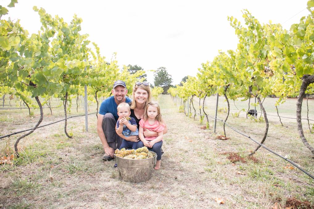 Sarah and Anthony McDougall are the "very happy" new owners of the 113 hectare Lake George Winery. Photo: Supplied