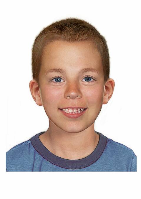 An age-progressed image of how Thomas Speath might look now. The now seven-year-old went missing from Brisbane in 2014 with his older sister Serena. They are believed to be with their mother. Photo: Supplied
