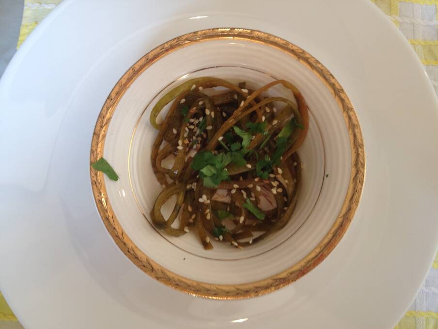 Sea spaghetti with pesto cooked by Kerryann Fitzgerald on the south Kerry coast in Ireland. Photo: Julie Ryder