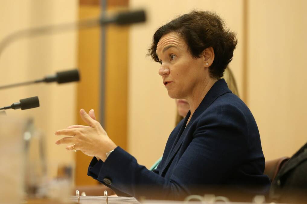 Former Department of Human Services boss Kathryn Campbell defended its "robo-debt" system at a Senate estimates hearing. Photo: Andrew Meares
