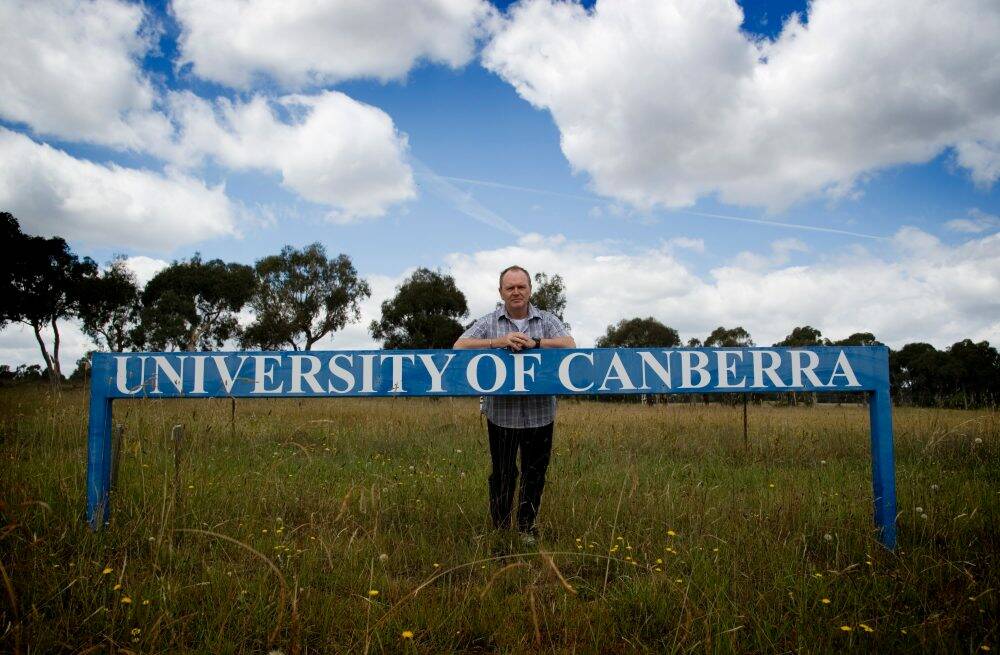University of Canberra vice-chancellor Professor Stephen Parker at the proposed hospital site in this 2012 file photo. Photo: ELESA LEE 