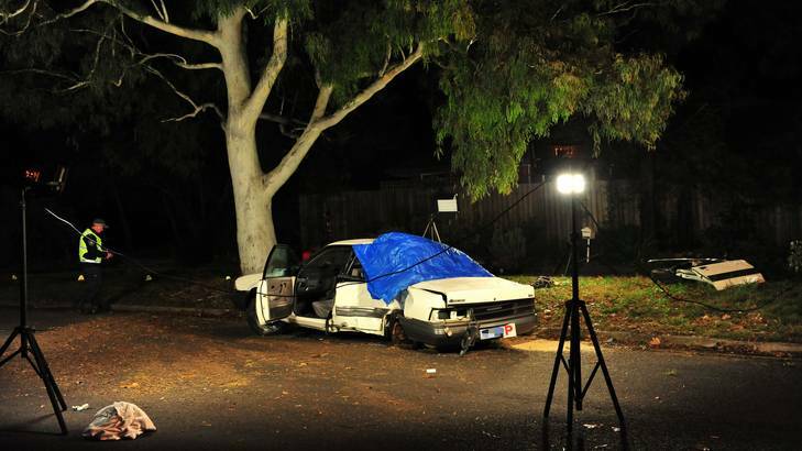 The scene of a fatal car accident in Eggleston street, Chifley. Photo: Karleen Minney