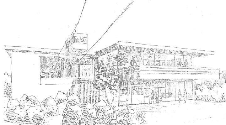 An artist's impression of the proposed cable car or aerial gondola system on Black Mountain. Photo: ACT Heritage Library