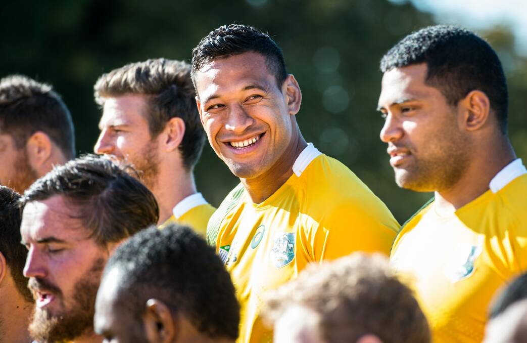 Big-match temperament: Wallabies fullback Israel Folau will use his NRL and AFL experiences to ensure he gets the job done for Australia against England this weekend. Photo: Stuart Walmsley