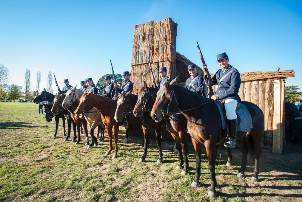 Capture of the Clarkes in Braidwood. A re-enactment of the 150th anniversary of bushrangers caught in a stake-out.  Photo: Dion Georgopoulos