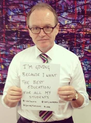 University of Canberra Vice-Chancellor Stephen Parker in his "Giving Tuesday" selfie.
