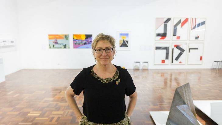 ANU School of Art director, Denise Ferris, with some of the work on show in this year's graduating exhibition. Photo: Rohan Thomson