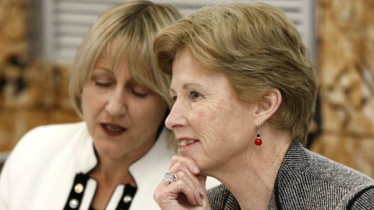 Greens MLA Meredith Hunter chats to Federal Greens Leader Senator Christine Milne. Milne is blaming the ACT election drubbing on local issues. Photo: Jeffrey Chan