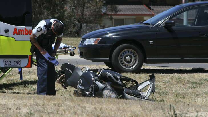Single vehicle accident in Richardson- motorbike. Photo: Grant Newton