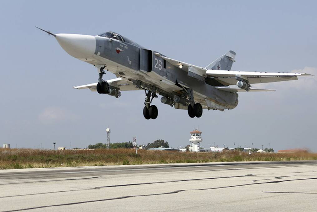 A Russian SU-24M fighter takes off from the Hmeimim air base in Syria. Photo: Russian Defence Ministry
