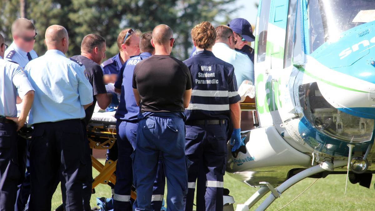A Goulburn jail inmate was airlifted to hospital in the SnowyHydro SouthCare helicopter after he was stabbed and had hot water thrown on him. Photo: Goulburn Post