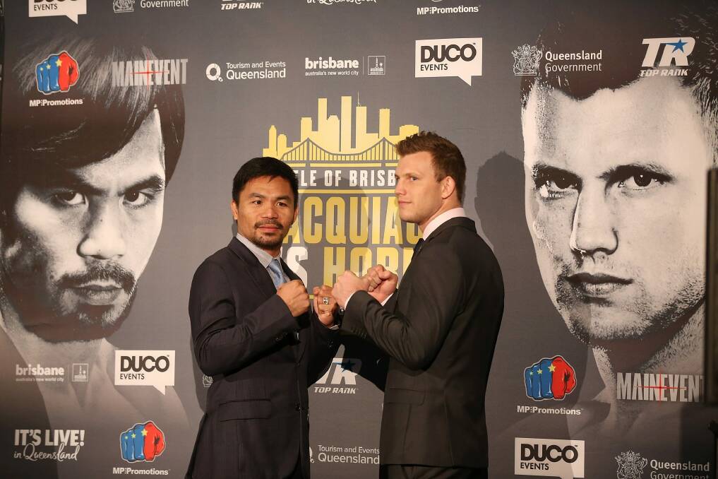 Super fight: Manny Pacquiao is looking to defend his WBO welterweight title against Jeff Horn in July. Photo: Getty Images