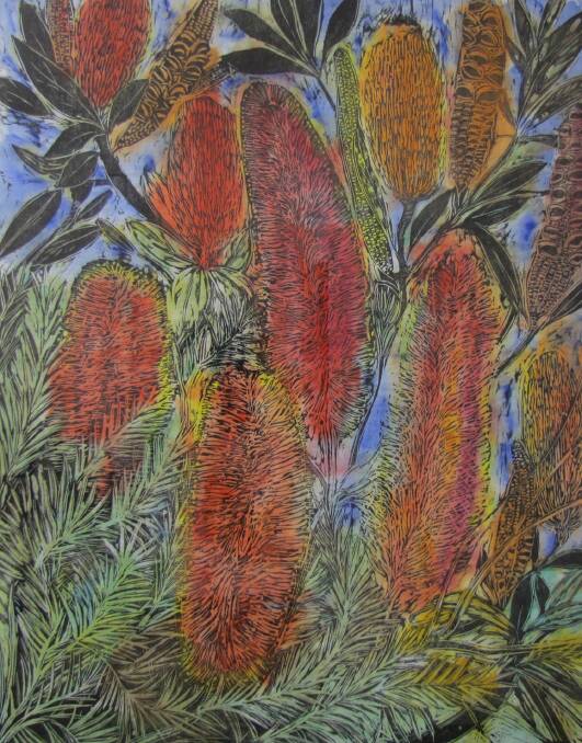 Salvatore Zofrea, Banksias, 2008 in Watercolours and Woodcuts at Nancy Sever Gallery. Photo: Supplied