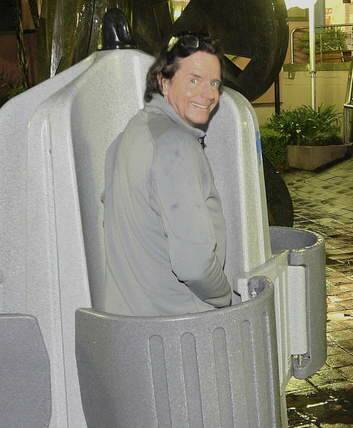 Fairfax columnist Charles Waterstreet tries out one a urinal in Sydney.