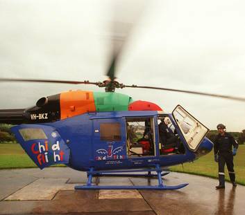 The Child Flight helicopter. Photo: Jon Reid