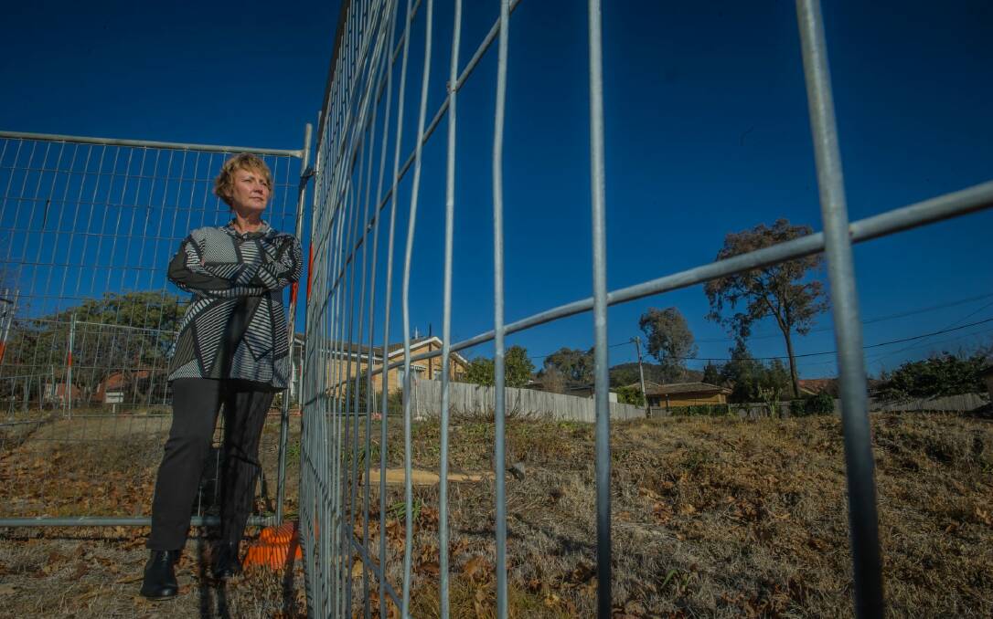 Felicity Prideaux, a former Mr Fluffy homeowner who participated in ANU's health study, at the site of her former home in Hackett on Wednesday. Photo: Karleen Minney