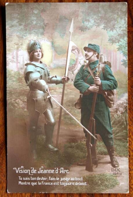 Joan of Arc spectre joins in Great War, postcard.