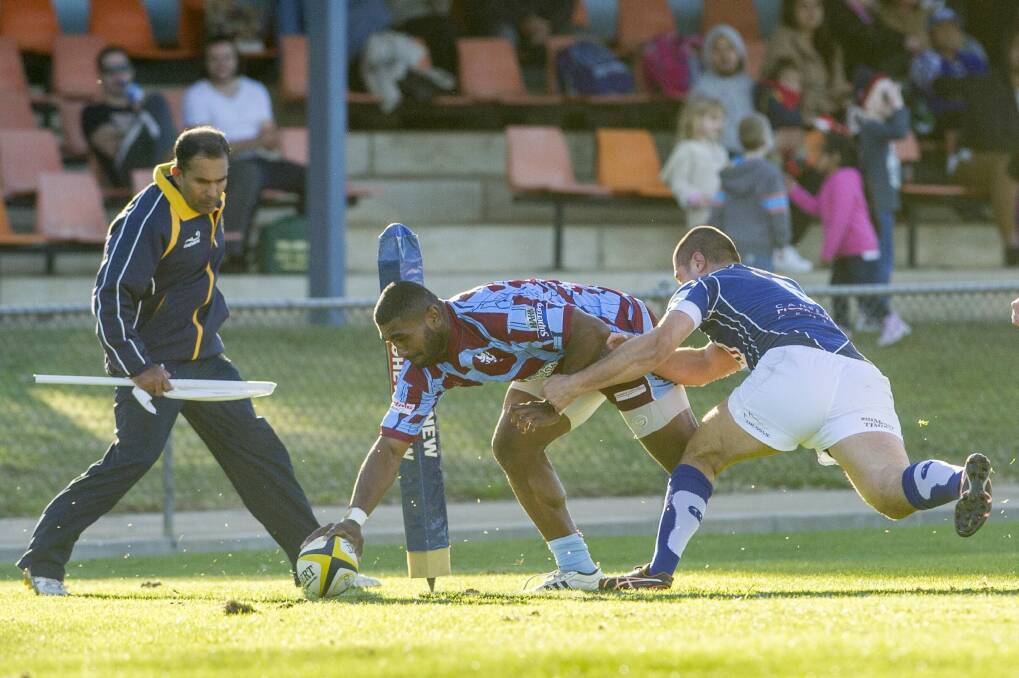 Wests winger Rob Buaserua scores a try against Royals. Photo: Jay Cronan