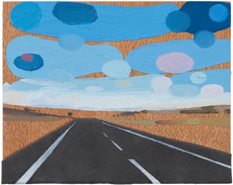 Martin Paull, The Lead Road to Cooma, 2016, oil on lead sheet on board. Photo: Brenton McGeachie