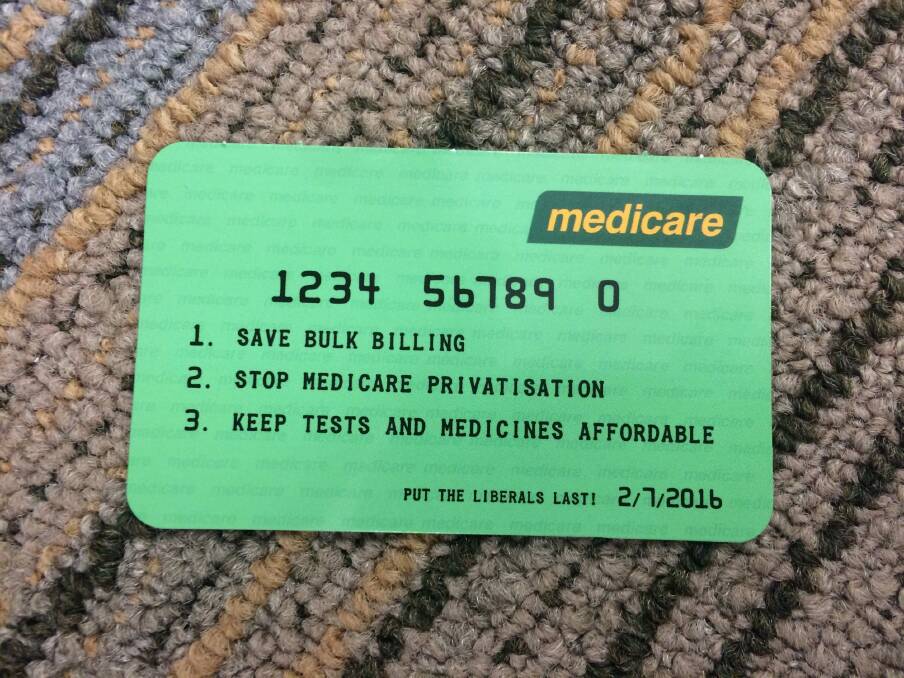 A mock Medicare card distributed by trade unions during this year's federal election.