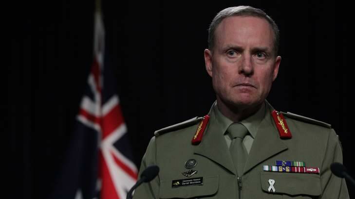 Chief of Army Lieutenant General David Morrison speaks to the media during a press conference in Canberra on June 14.