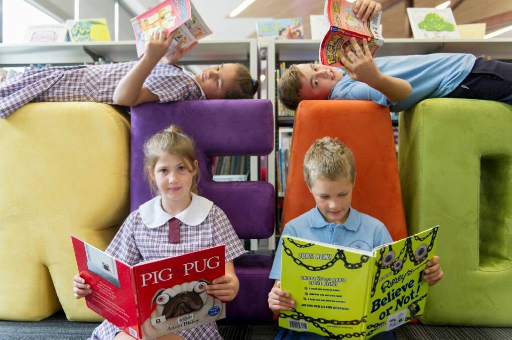 St Francis of Assisi Primary School students Rose Cochrane, Lucille Gregory, Jonathan Price and Max Read.  Photo: Jay Cronan