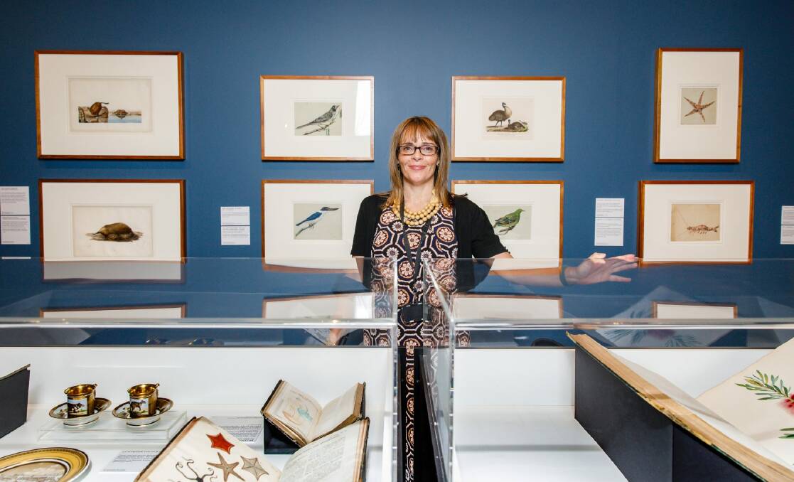 Curator Cheryl Crilly with her exhibition "The Art of Science: Baudin's Voyagers 1800 -1804" at the National Museum of Australia. Photo: Sitthixay Ditthavong