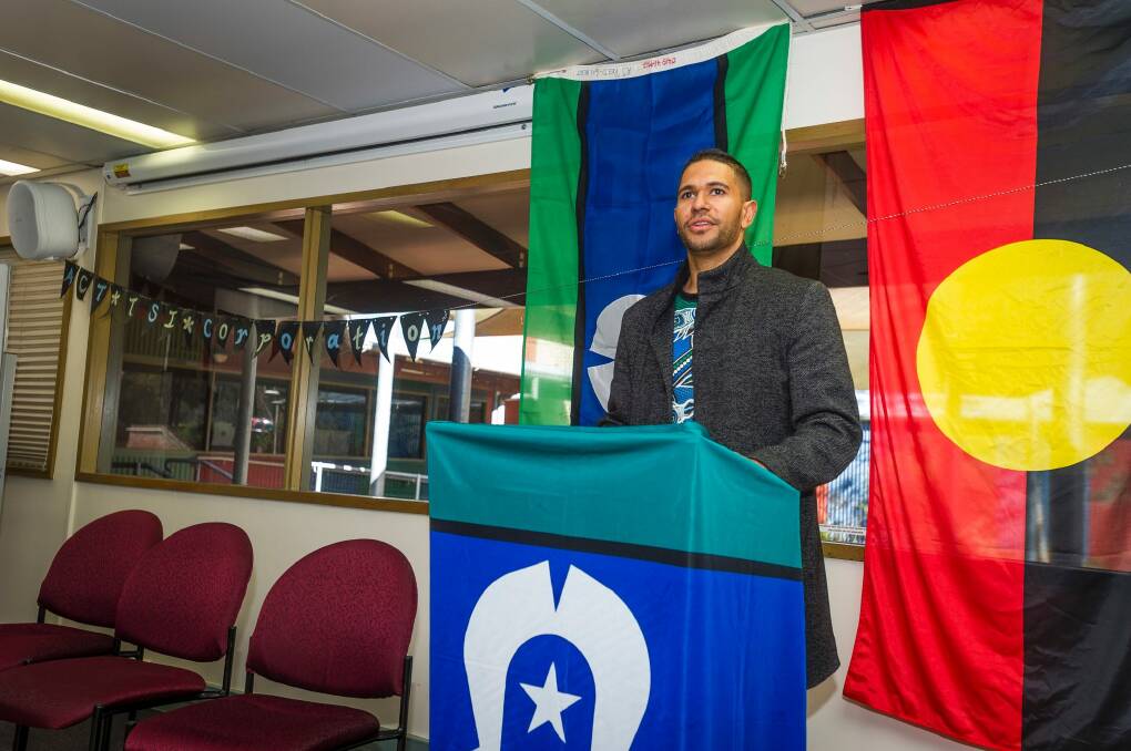 Nick Williams making a speech on Mabo Day. Photo: Dion Georgopoulos