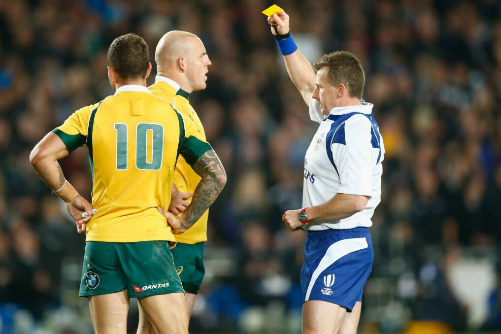 Off you go: Nigel Owens bins Quade Cooper in Auckland. Photo: Getty Images