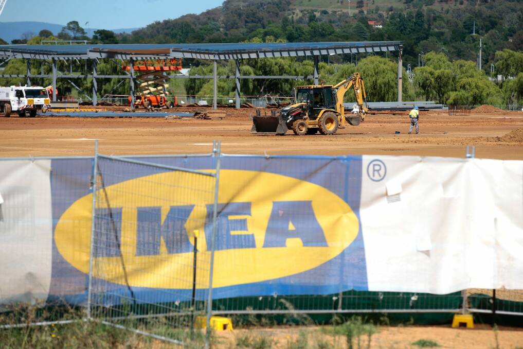  Work progresses at the Canberra Ikea store worksite at Majura Park.   Photo: Jefftrey Chan